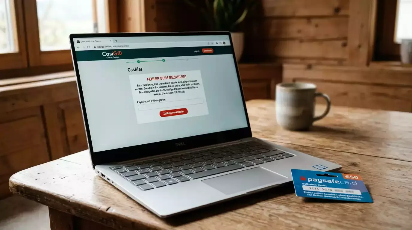 Fehlermeldung am Casino-Kassenbereich beim Einlösen eines Paysafecard-Codes mit Lösungshinweisen
